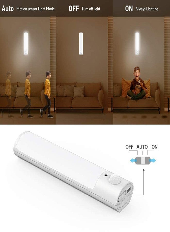 Hoteon Motion Sensor Light, USB Rechargeable Cabinet Night Light, ON/AUTO/Off Mode, Magnet Light for Wardrobe, Cupboard, Bedroom, Stairs, Kitchen, Hallway, White(1pcs) - Image 2
